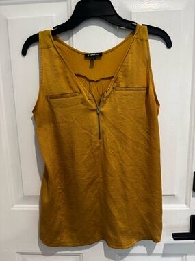 Express Mustard Sleeveless Tank with Front Zip
